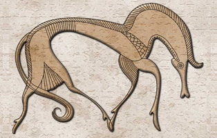 Figura stilizzata di cavallo da una ceramica sabina.